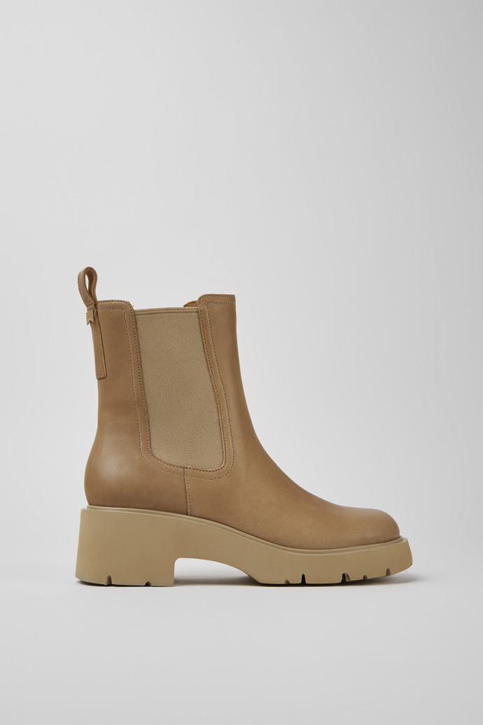 Milah Beige leather Chelsea boots for women