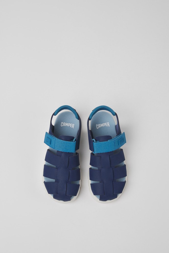 Oruga Blue leather sandals for kids