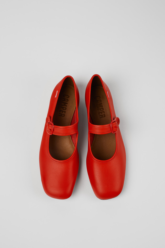Casi Myra Red Leather Shoes for Women.