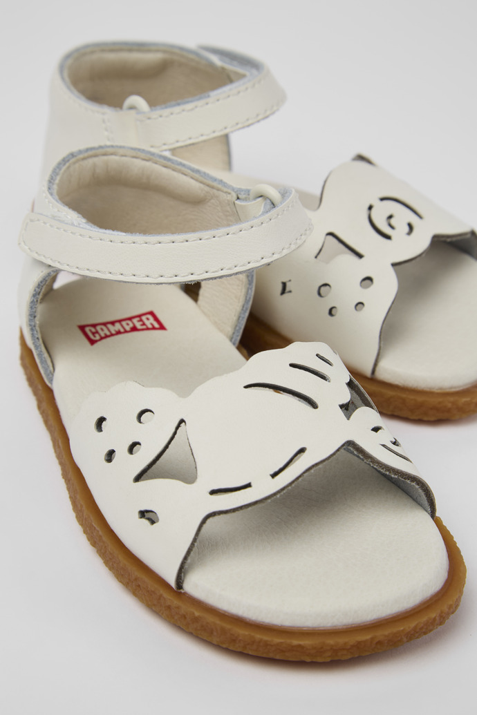 Twins White Leather 2-Strap Sandal