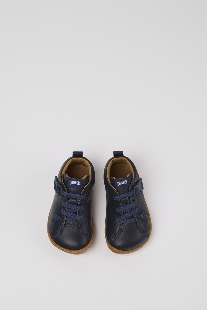 Peu Blue Leather Ankle Boots for Kids.