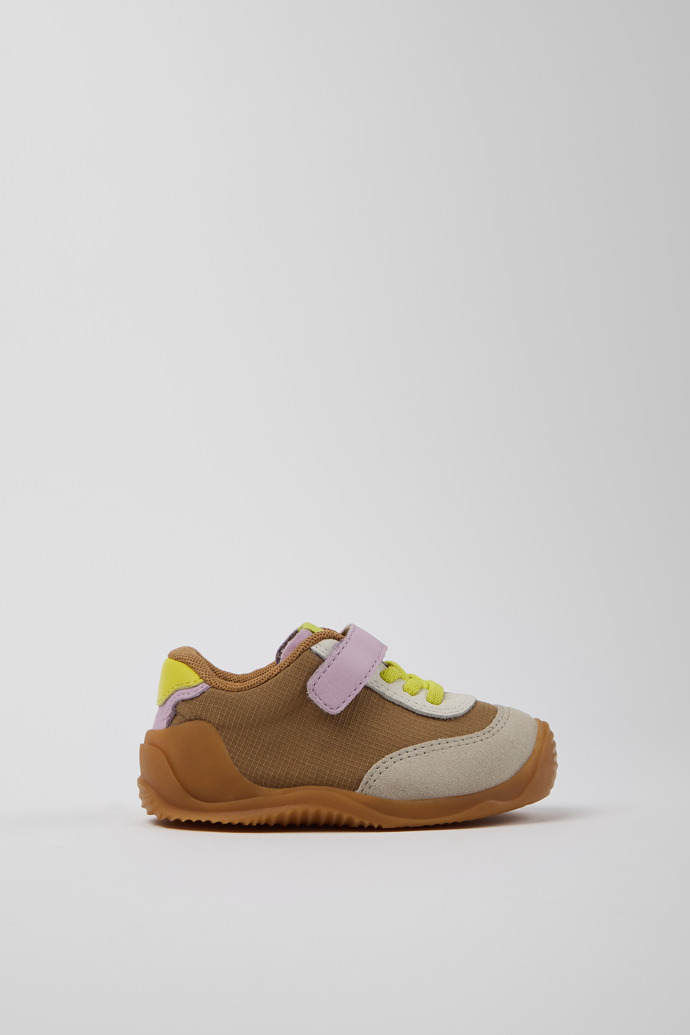 Dadda Brown textile and leather sneakers for kids