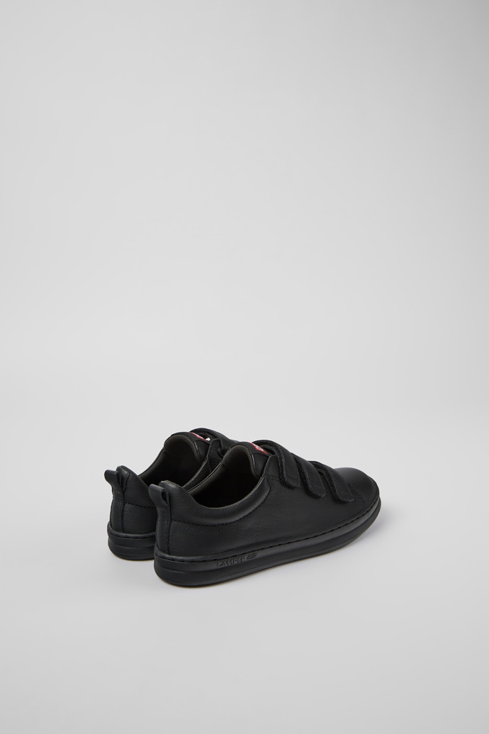 Runner Black leather and textile sneakers for kids