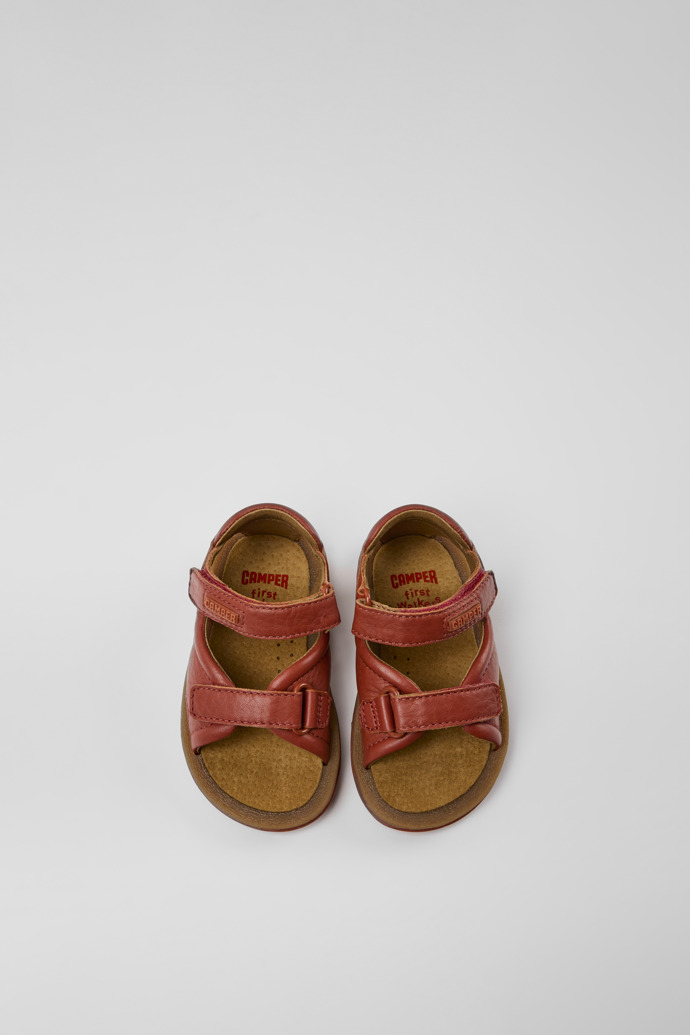 Bicho Red leather sandals for kids