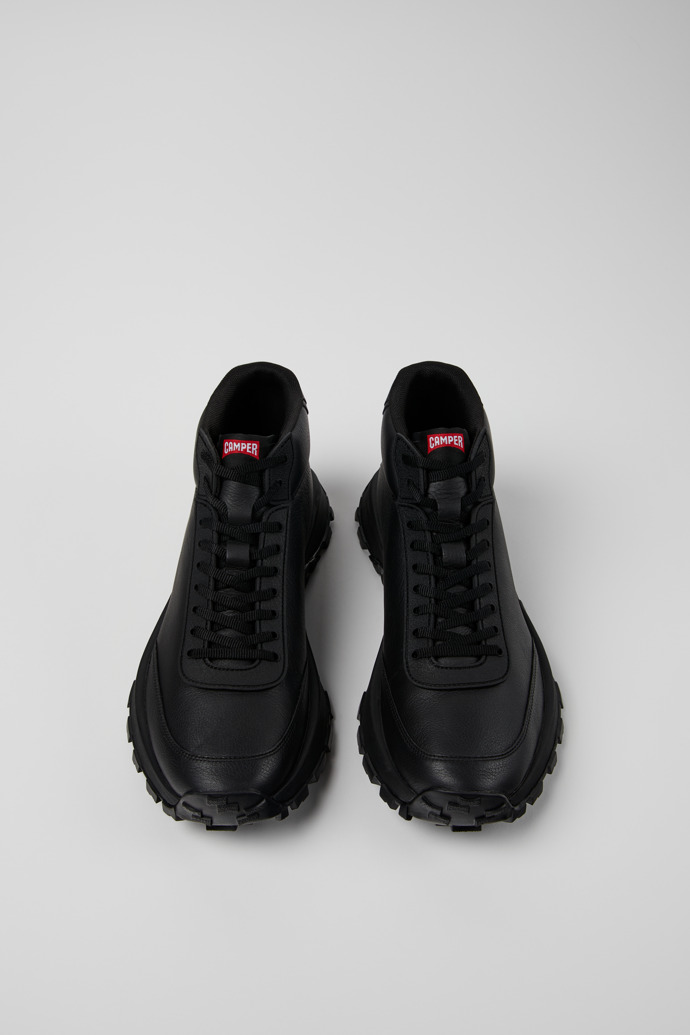 Drift Trail Black Leather Sneaker Boots for Men.