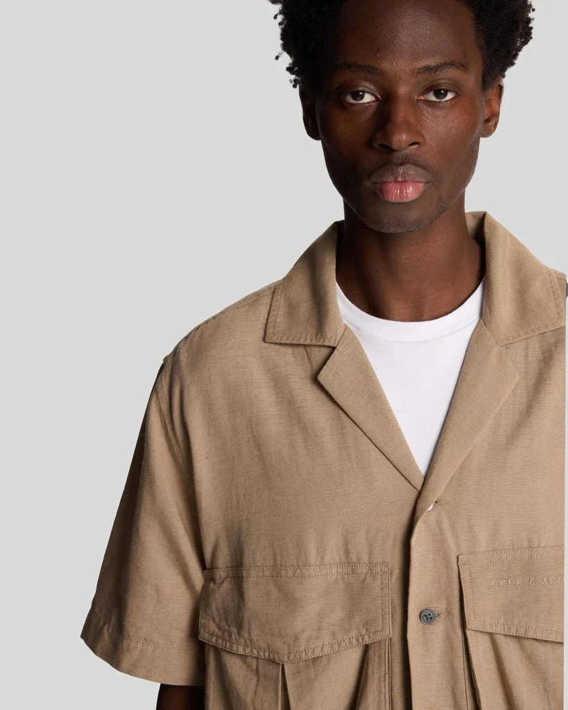 Cotton Linen Revere Collar Shirt