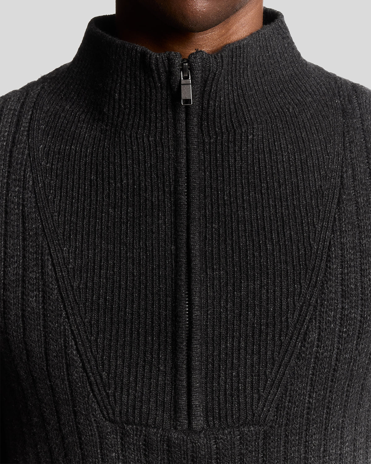 Lambswool Blend Ribbed 1/4 Zip Jumper
