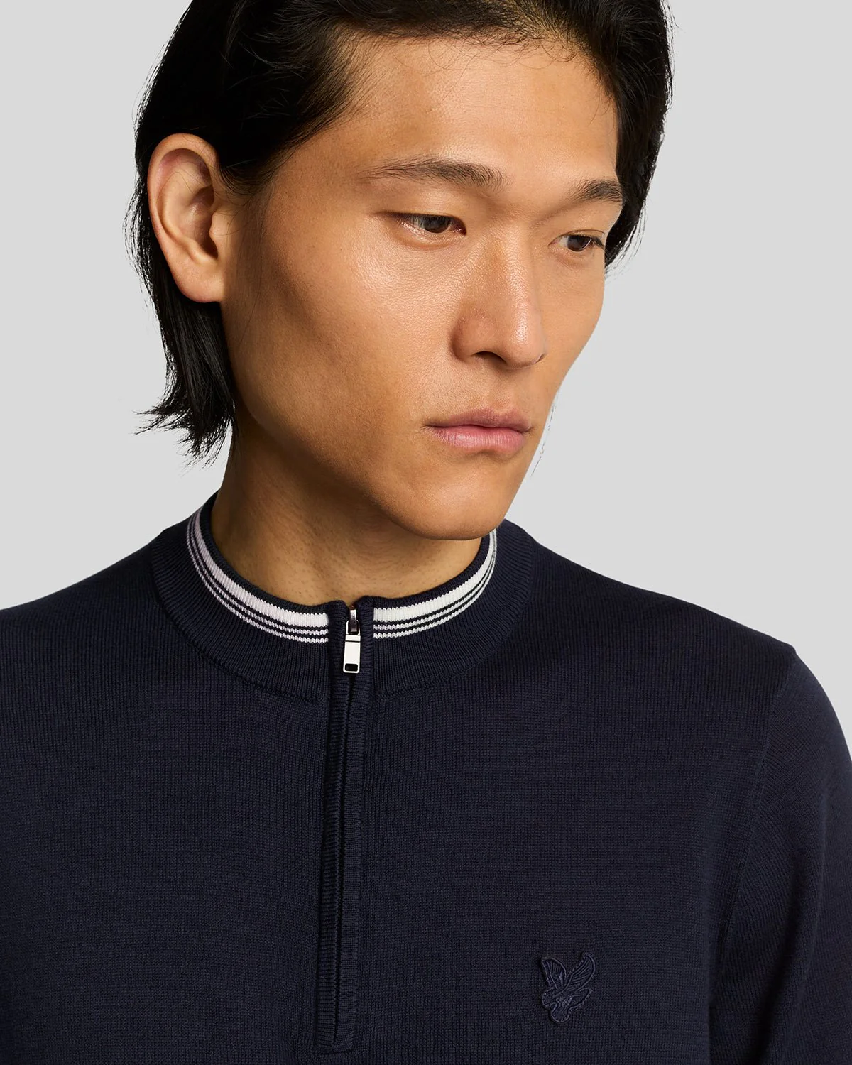 Tipped Mock Neck Short Sleeve Jumper