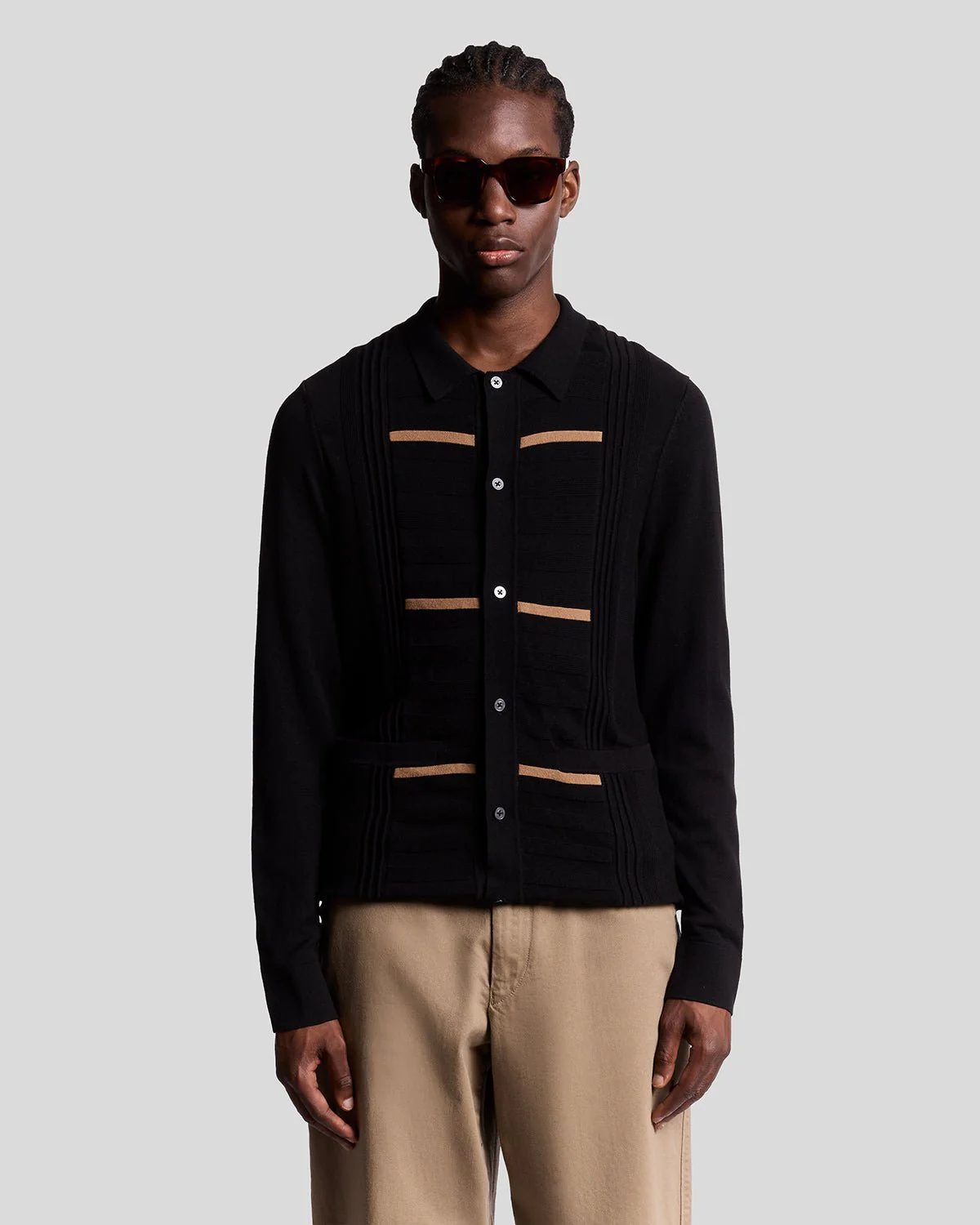 Striped Ottoman Collared Cardigan