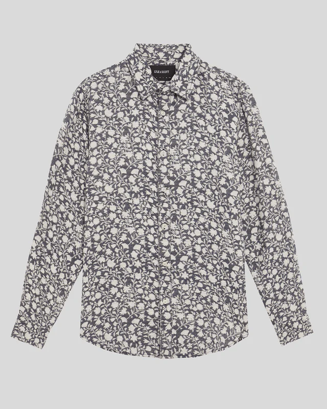 Viscose Blend Floral Jacquard Shirt
