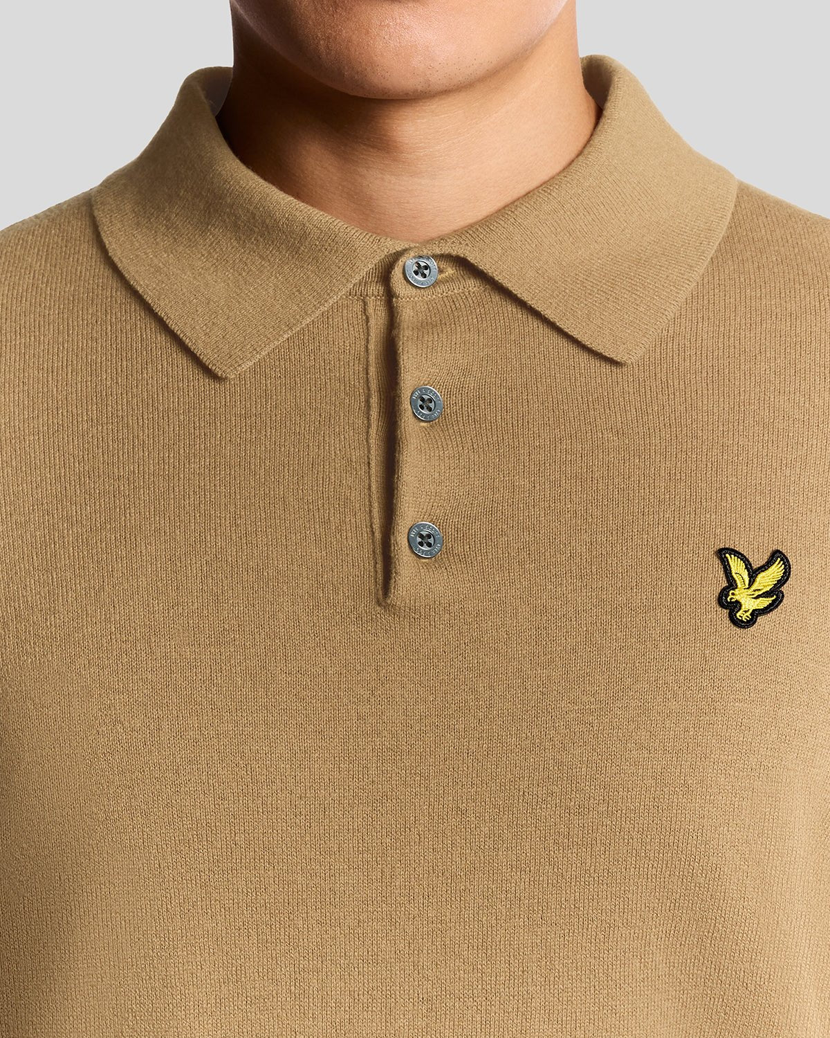 Merino Blend Long Sleeve Polo Shirt