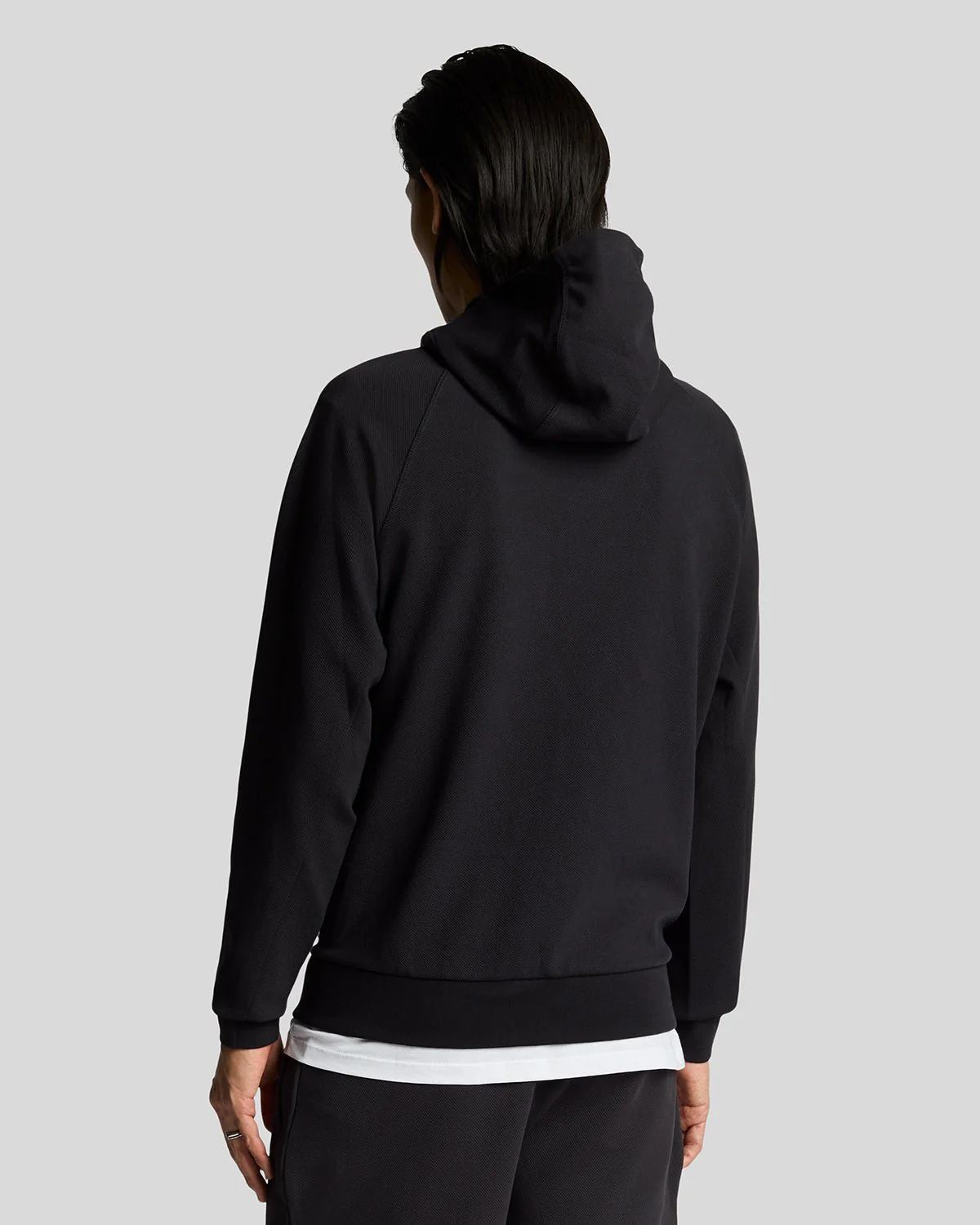Diagonal Interlock Zip Through Hoodie