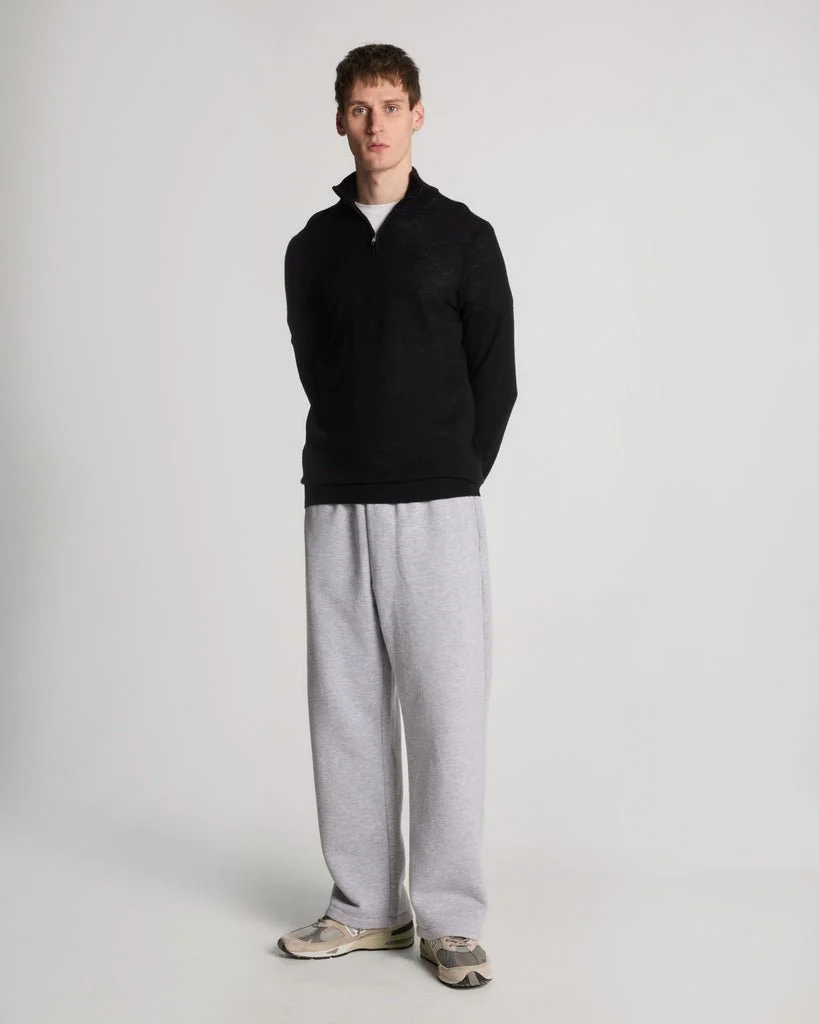 Embroidered 1/4 Zip Merino Knit Jumper