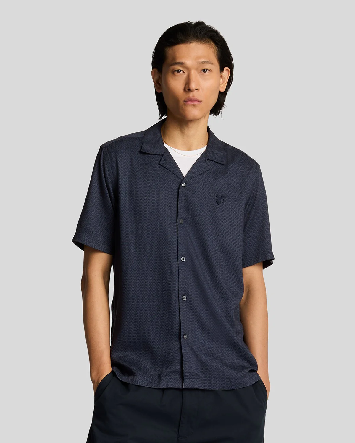 Geo Motif Printed Revere Shirt