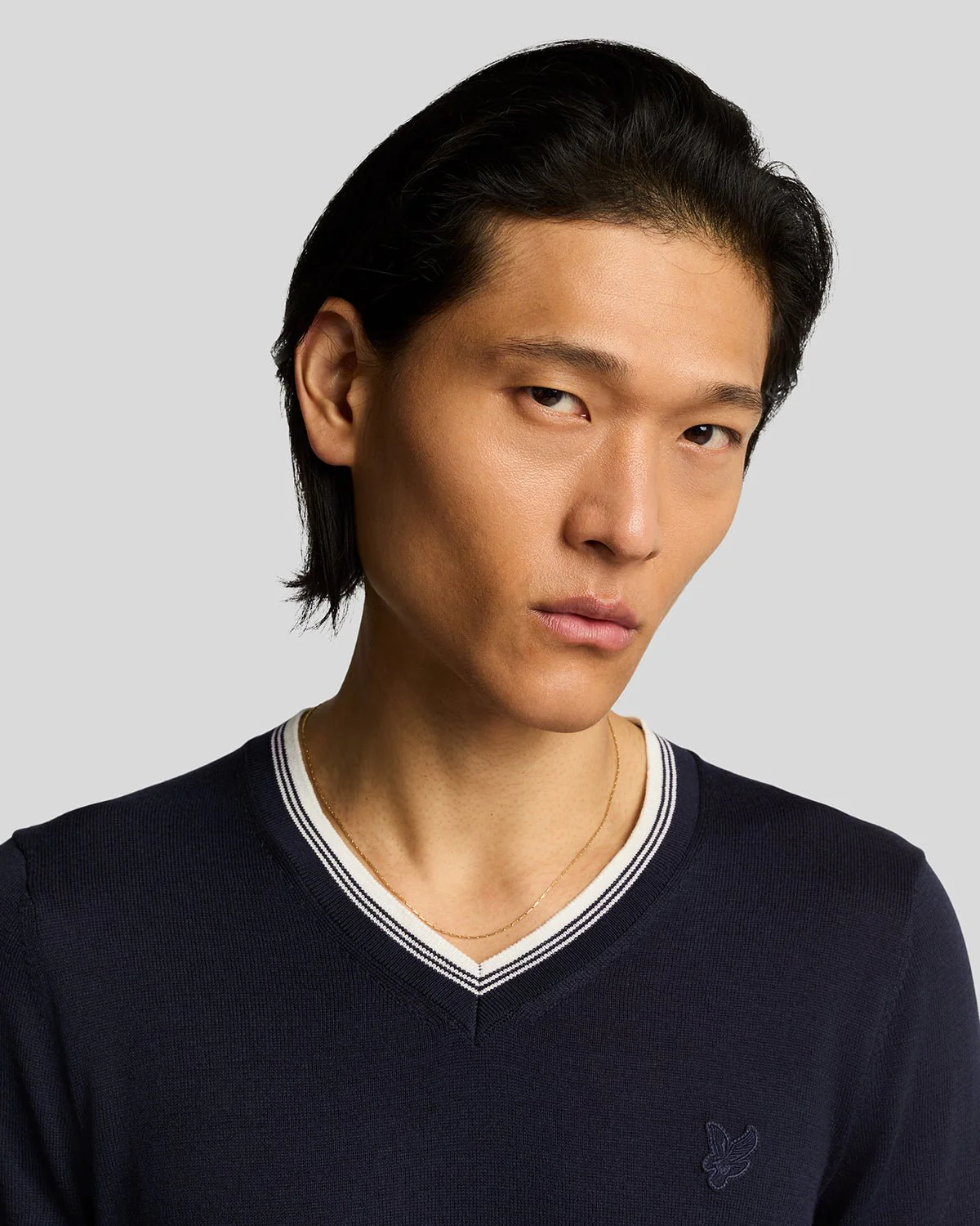 Tipped V Neck Jumper