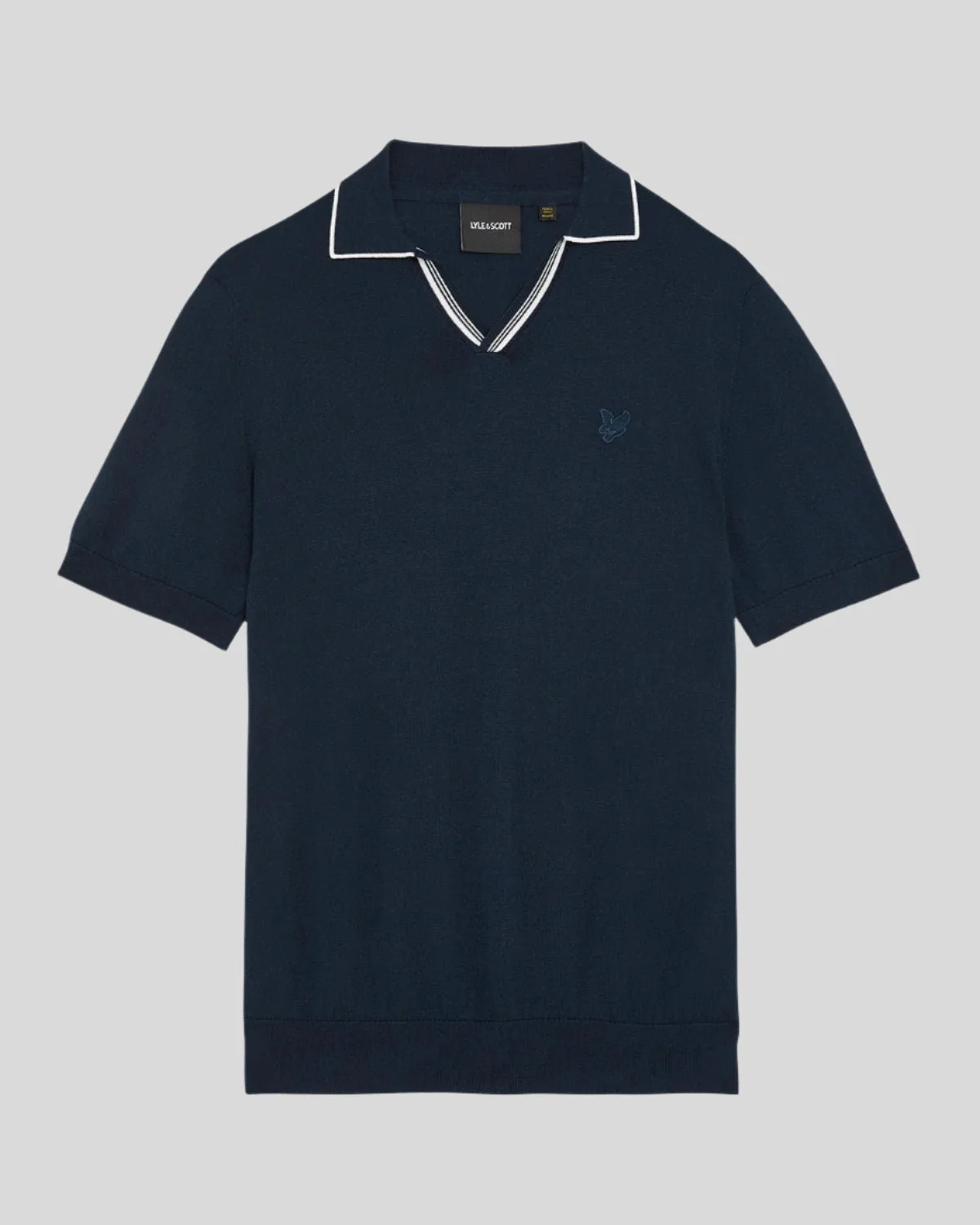 Tipped Knitted Open Collar Polo Shirt