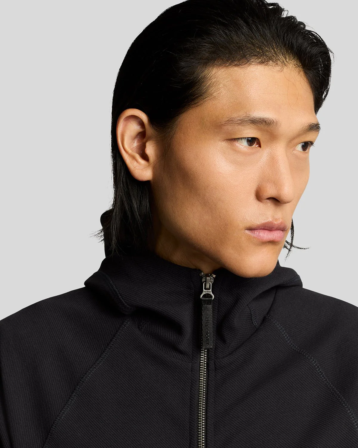 Diagonal Interlock Zip Through Hoodie