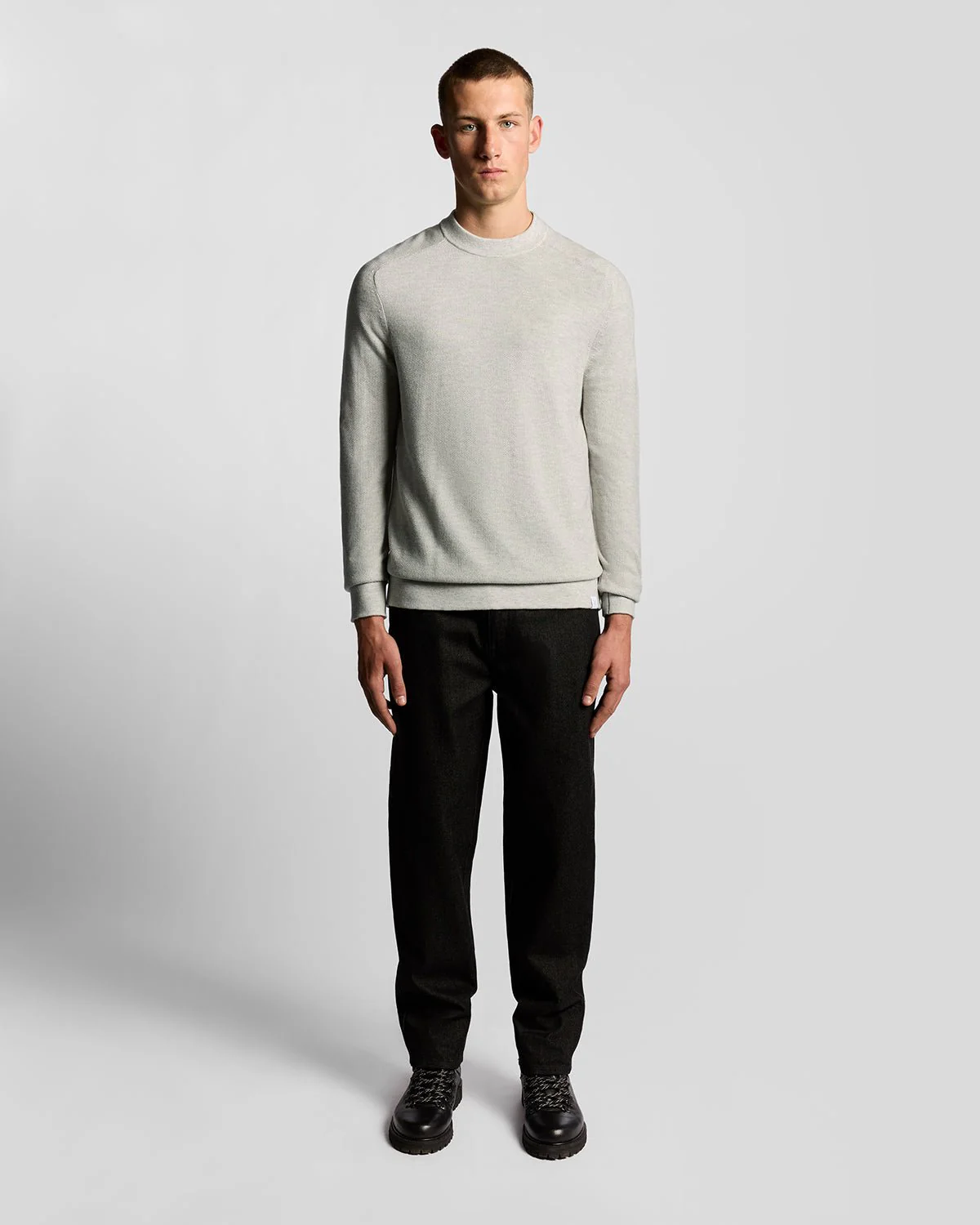 Pique Knit Mock Neck Jumper