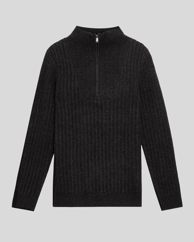 Lambswool Blend Ribbed 1/4 Zip Jumper