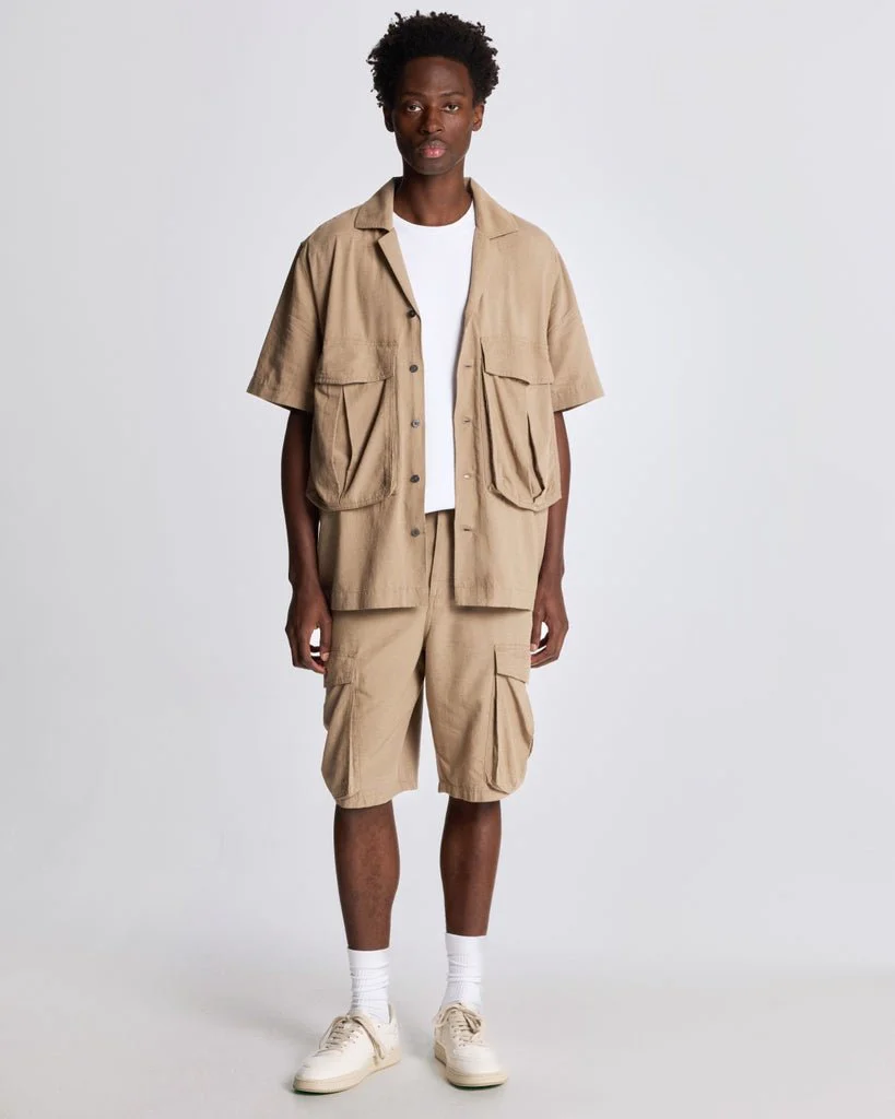 Cotton Linen Cargo Shorts