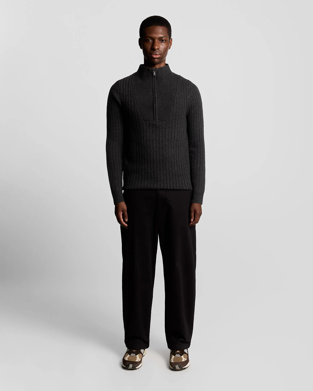 Lambswool Blend Ribbed 1/4 Zip Jumper