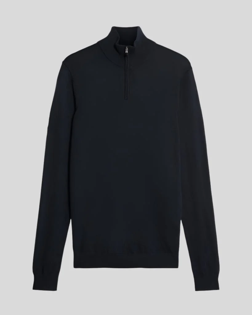 Embroidered 1/4 Zip Merino Knit Jumper