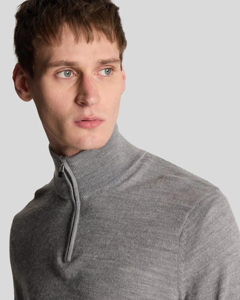 Embroidered 1/4 Zip Merino Knit Jumper