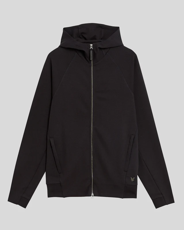 Diagonal Interlock Zip Through Hoodie