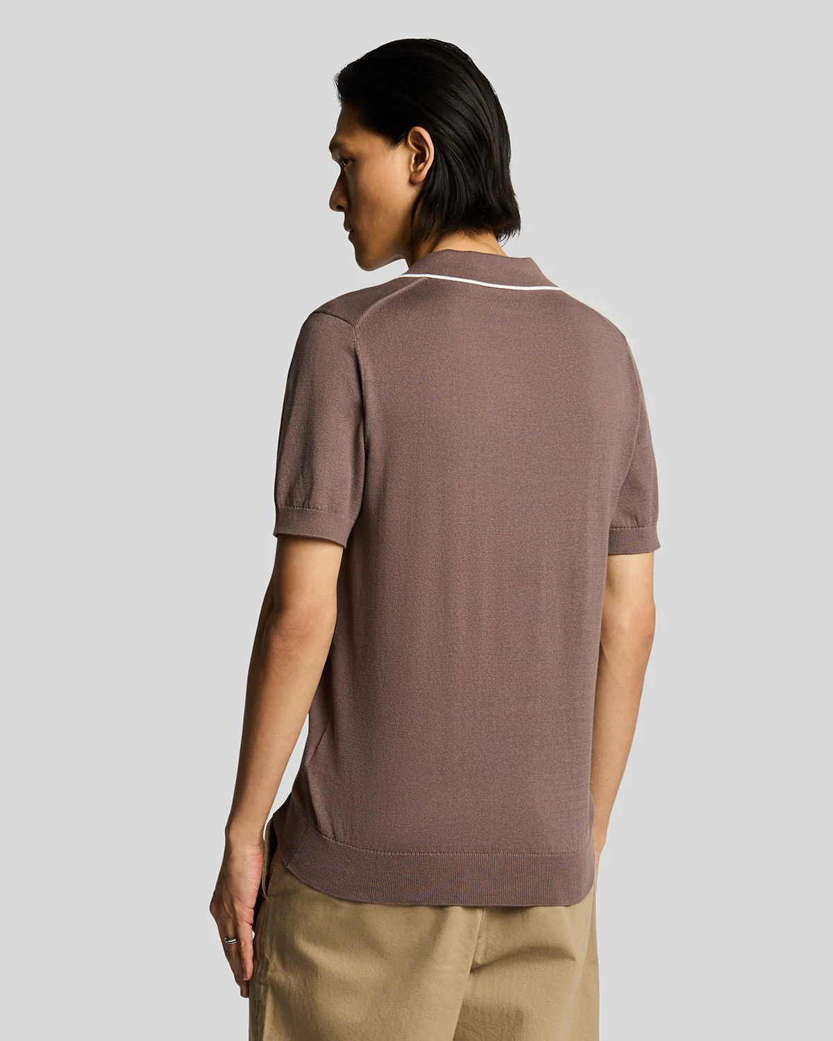 Tipped Knitted Open Collar Polo Shirt