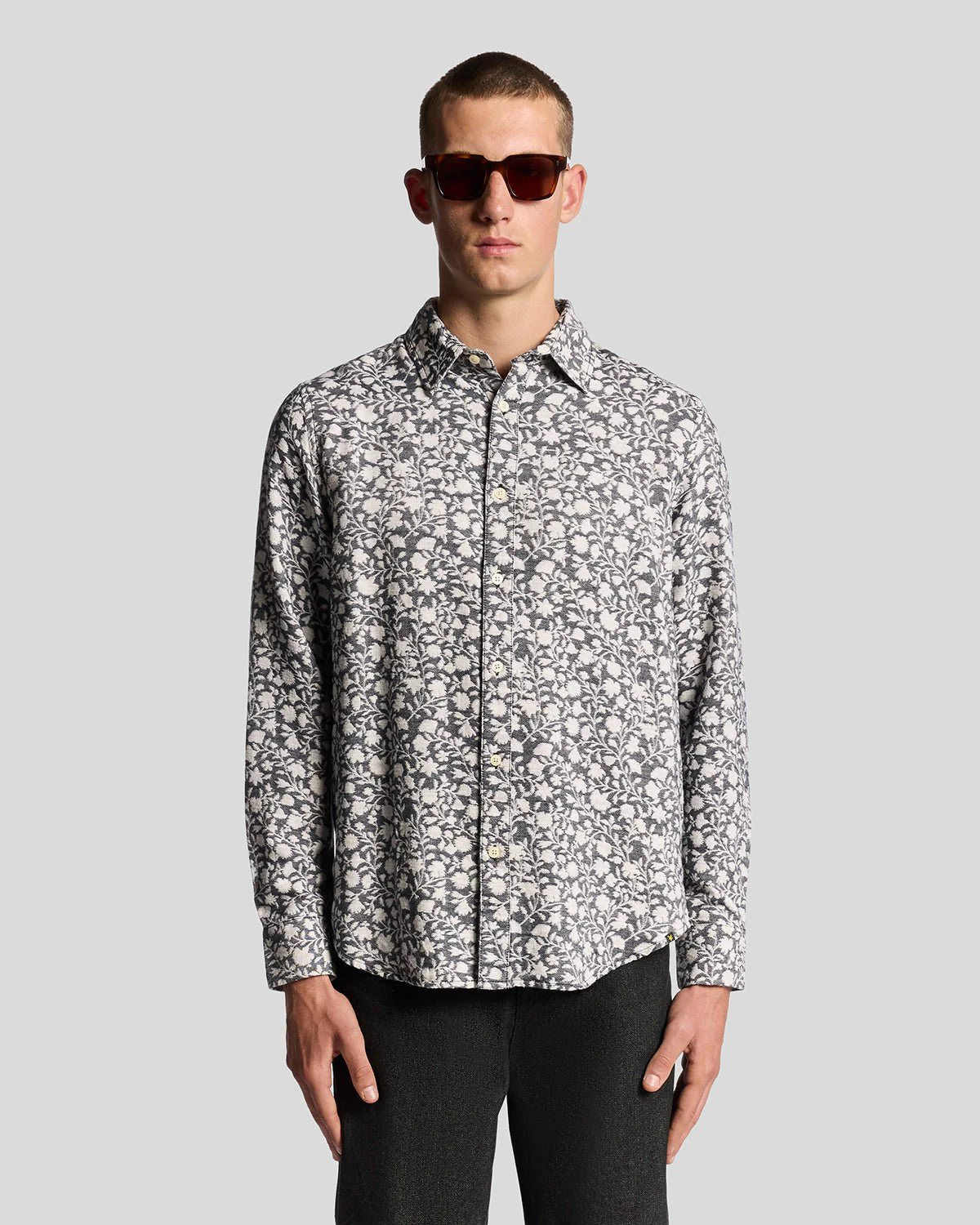 Viscose Blend Floral Jacquard Shirt