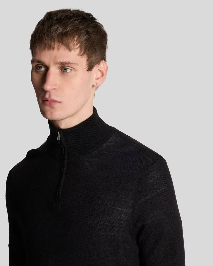 Embroidered 1/4 Zip Merino Knit Jumper