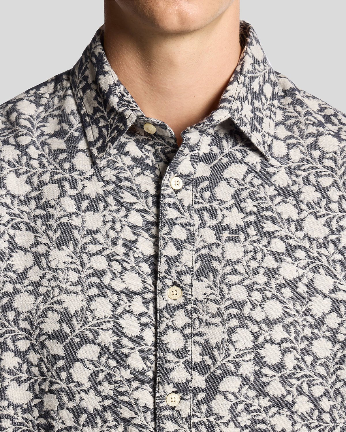 Viscose Blend Floral Jacquard Shirt