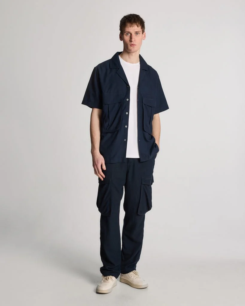 Cotton Linen Revere Collar Shirt