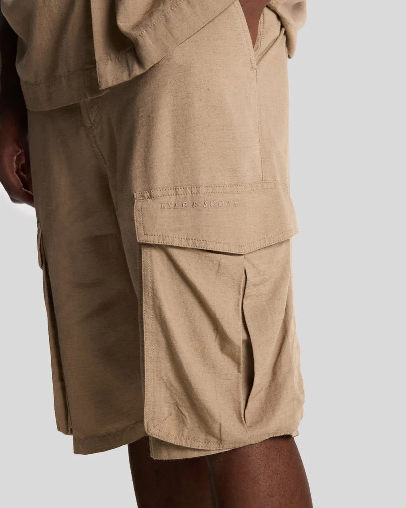 Cotton Linen Cargo Shorts