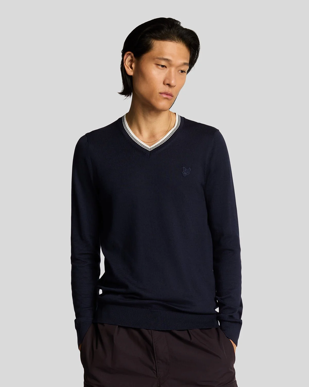 Tipped V Neck Jumper