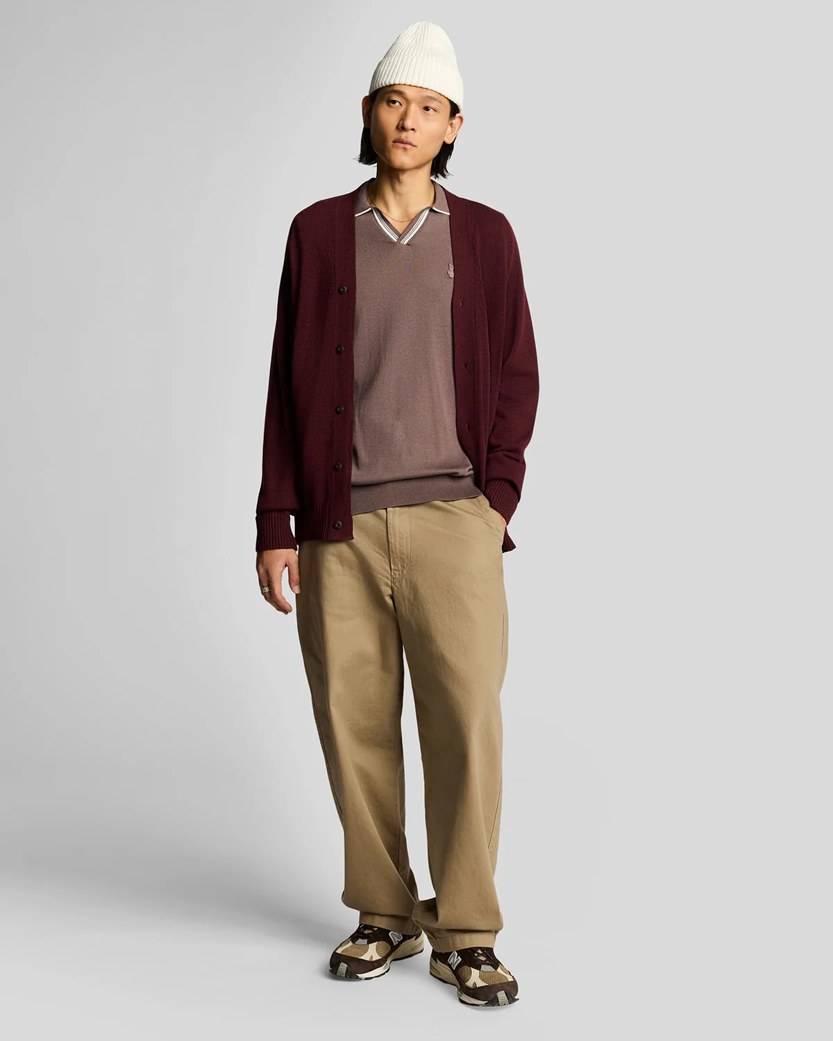 Tipped Knitted Open Collar Polo Shirt