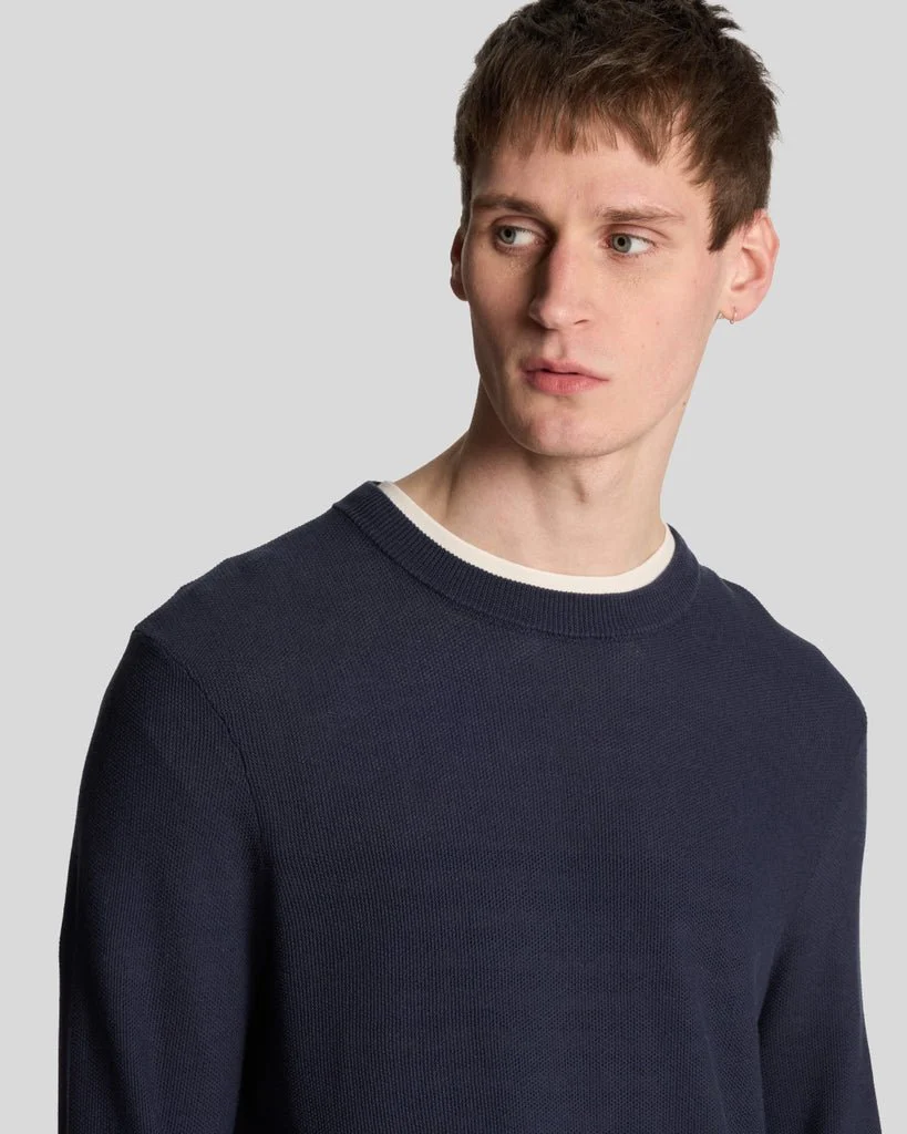 Pique Knitted Crew Neck Jumper