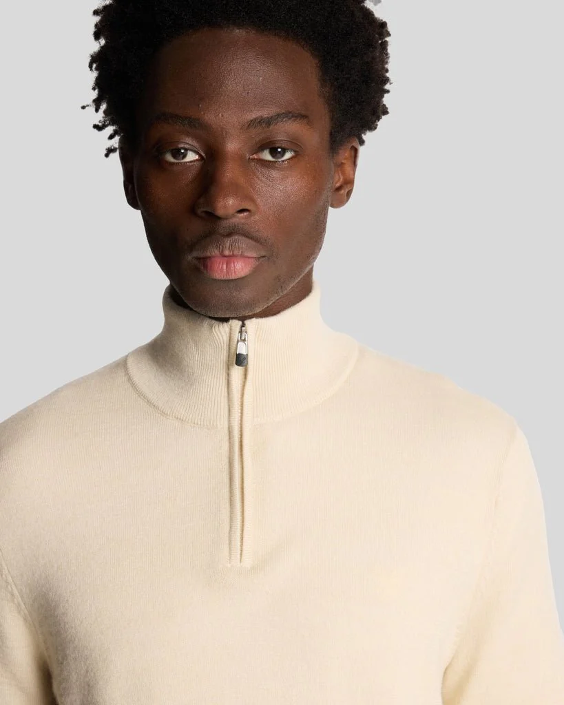 Embroidered 1/4 Zip Merino Knit Jumper
