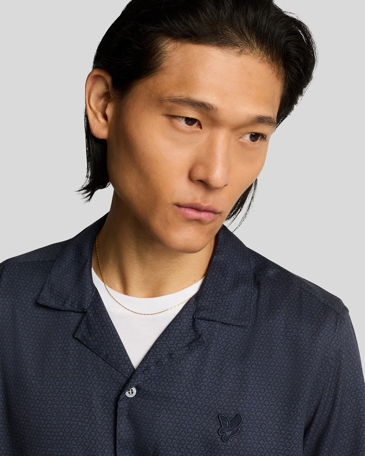 Geo Motif Printed Revere Shirt