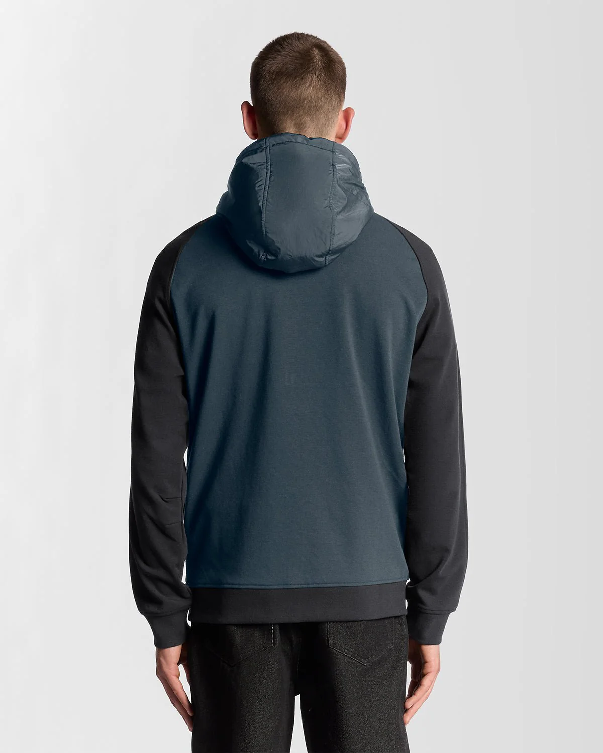 Half Raglan Sleeve Panneled Hoodie
