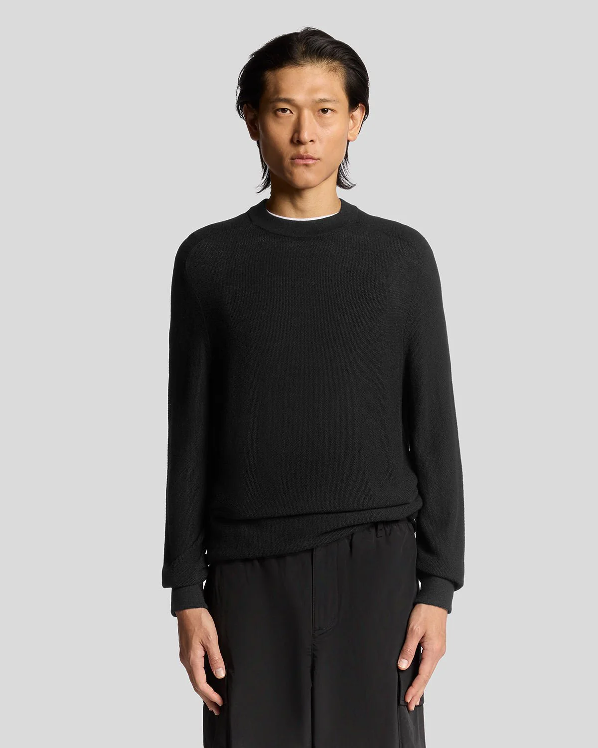 Pique Knit Mock Neck Jumper