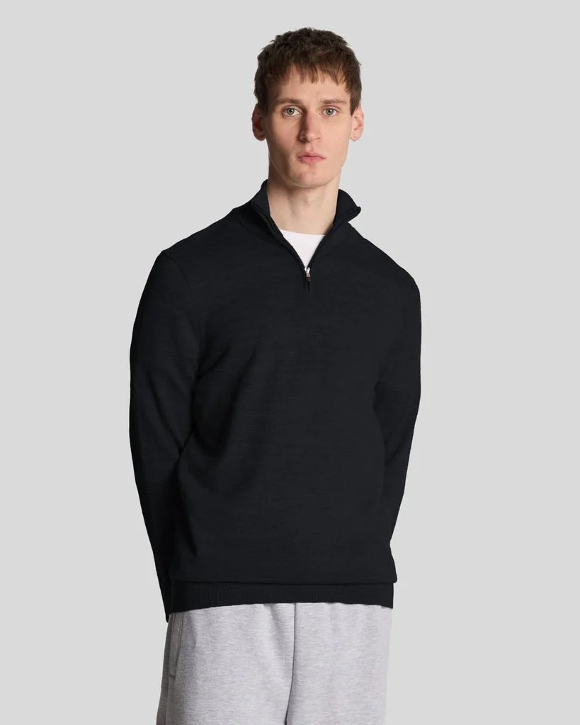 Embroidered 1/4 Zip Merino Knit Jumper