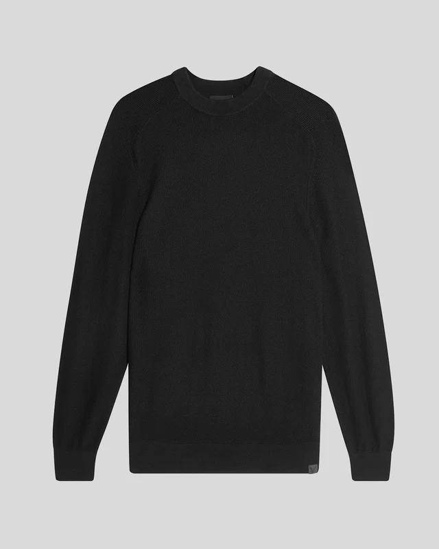 Pique Knit Mock Neck Jumper