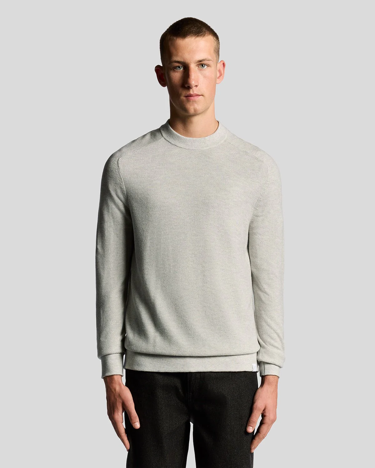 Pique Knit Mock Neck Jumper