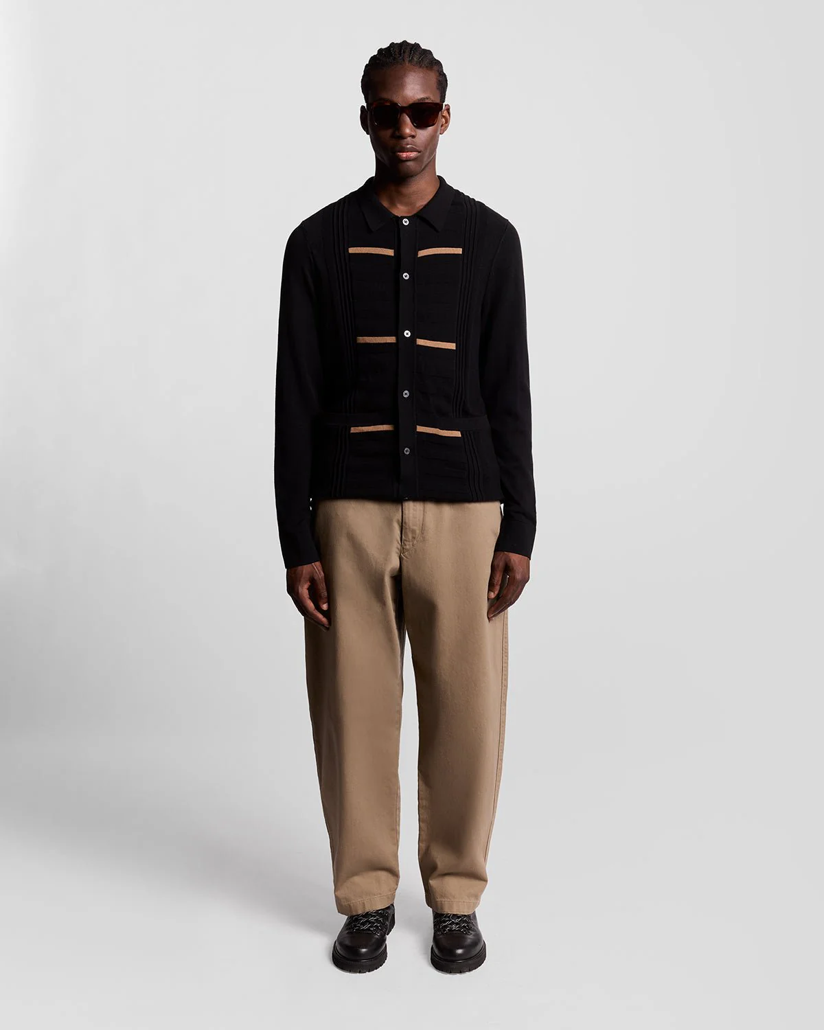 Striped Ottoman Collared Cardigan