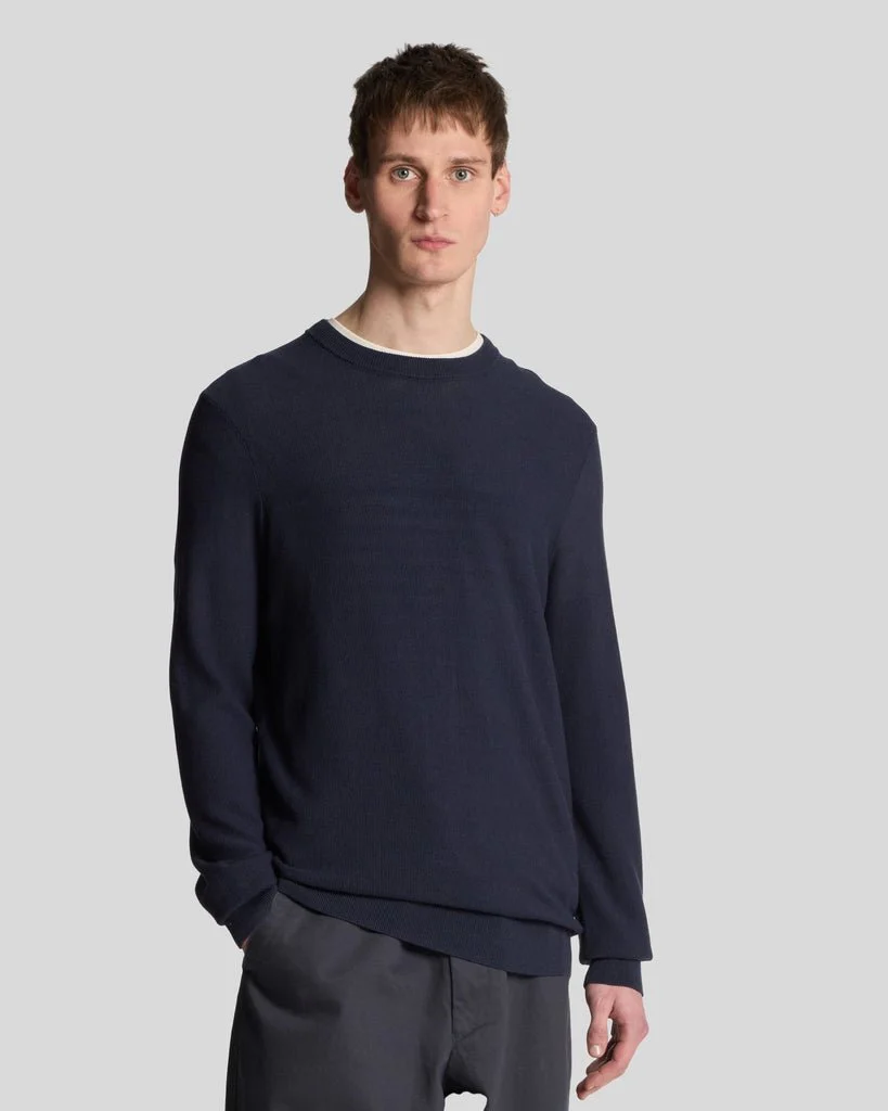 Pique Knitted Crew Neck Jumper