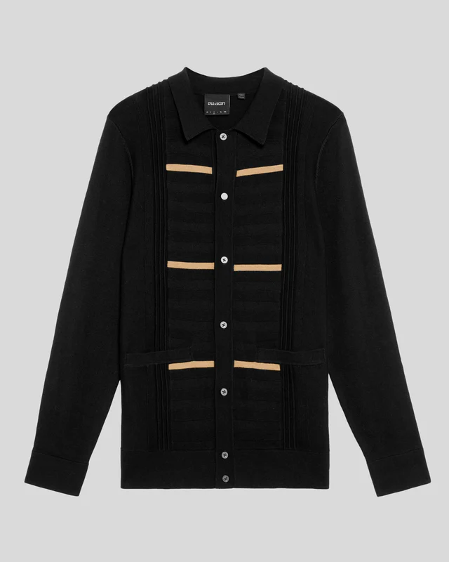 Striped Ottoman Collared Cardigan