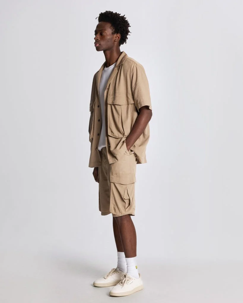 Cotton Linen Cargo Shorts