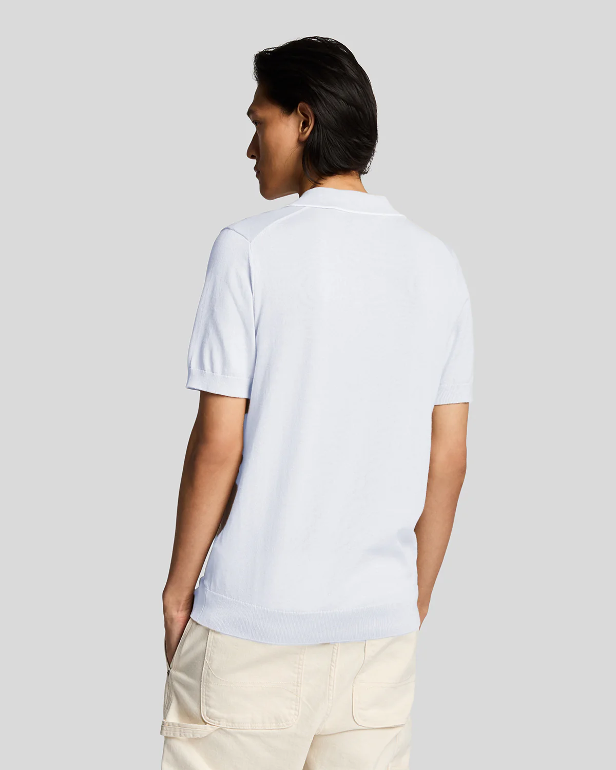 Tipped Knitted Open Collar Polo Shirt