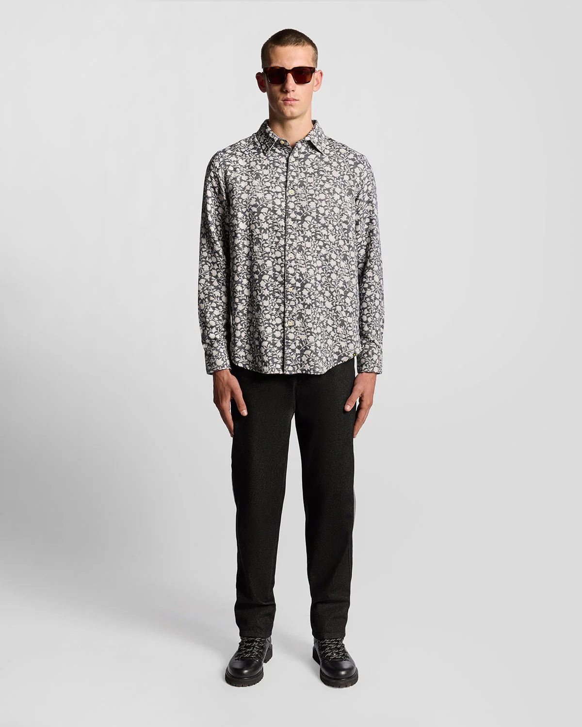 Viscose Blend Floral Jacquard Shirt